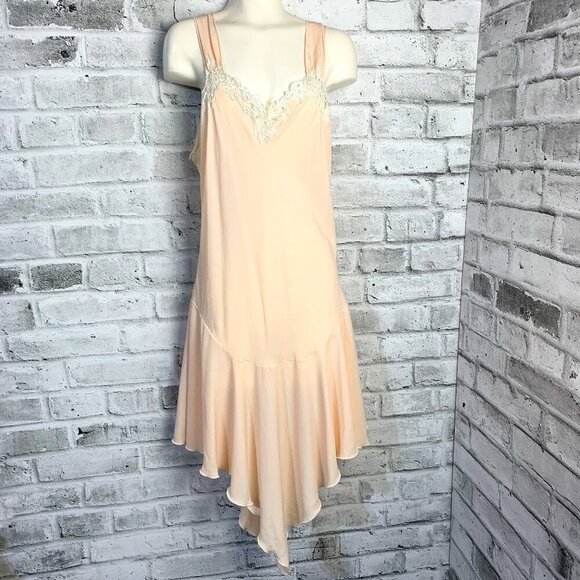 Vintage Union Made Lily Of France Midi Slip Dress Handkerchief Hem Nightgown - Picture 1 of 14